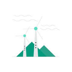 Poster - Modern icon representing wind energy with a clean stylized turbine and flowing lines
