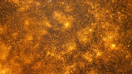 Poster - Golden particles floating with depth of field effect for festive visuals