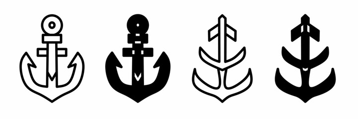 Poster - Silhouette of anchor icon illustration on white background. Anchor icon set for business. Stock vector.