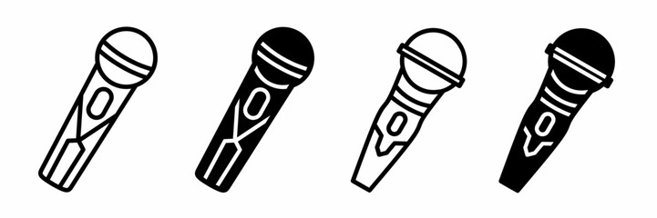 Poster - Silhouette of microphone icon illustration on white background. Microphone icon set for business. Stock vector.