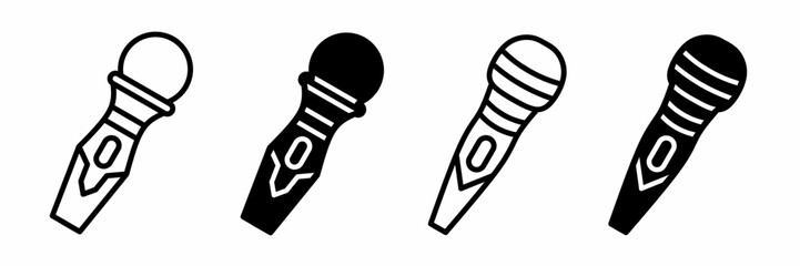 Poster - Silhouette of microphone icon illustration on white background. Microphone icon set for business. Stock vector.