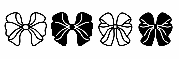 Poster - Silhouette of ribbon icon illustration on white background. Ribbon icon set for business. Stock vector.