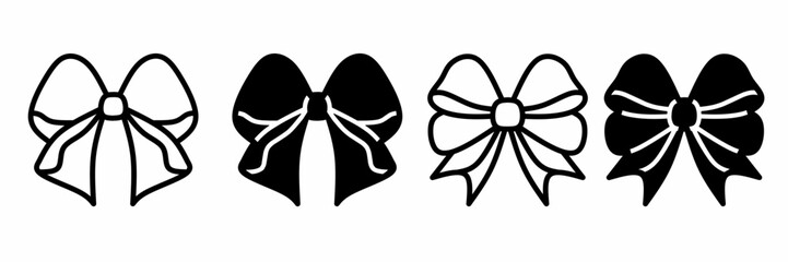 Poster - Silhouette of ribbon icon illustration on white background. Ribbon icon set for business. Stock vector.