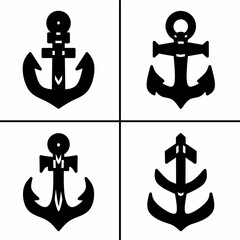 Poster - Vector black and white illustration of anchor icon for business. Stock vector design.
