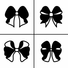Poster - Vector black and white illustration of ribbon icon for business. Stock vector design.