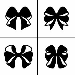 Poster - Vector black and white illustration of ribbon icon for business. Stock vector design.