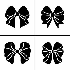 Poster - Vector black and white illustration of ribbon icon for business. Stock vector design.