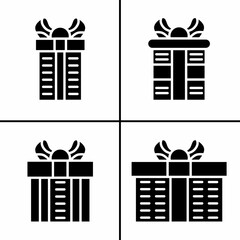 Poster - Vector black and white illustration of gift box icon for business. Stock vector design.