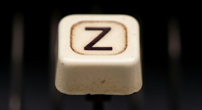 Close-up of the 'Z' key on a vintage typewriter