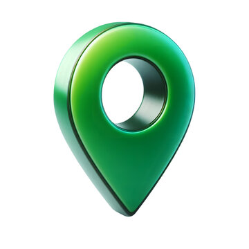 Shiny green 3d map pin location marker isolated on transparent background