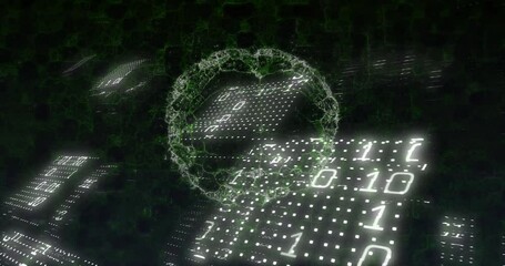 Poster - Electric arcs forming green brain, panels drifting, binary streams intensifying, showing data flow