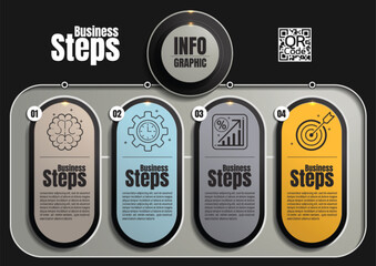 Wall Mural - infographic design with 4 steps for business report and presentation, vector layout for timeline, workflow chart, not created using AI