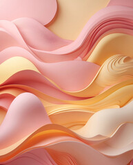 Aufkleber - soft wavy 3d gypsum wall background in pastel yellow peach orange tones for luxury decor concepts and visual branding use 3d abstract wallpaper background