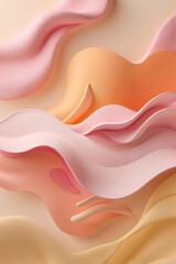 Aufkleber - modern pastel 3d wave wall design in peach yellow orange tones with abstract gypsum texture background for design themes 3d abstract wallpaper background