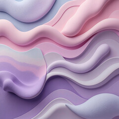 Aufkleber - modern interior decorative abstract wall texture with 3d gypsum wave pattern in pastel lilac purple and soft pink colors 3d abstract wallpaper background