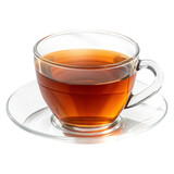 Hot Glass Tea Cup with Tea Saucer – Transparent Background