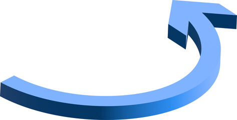 Poster - 3d blue arrow curving upward and forward against white background