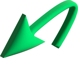 Poster - Green 3d arrow bending backwards on a white background