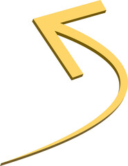 Poster - Golden curved arrow pointing left with a 3d effect against a white background