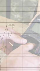 Poster - Animation of financial data processing over person typing pin number on payment terminal