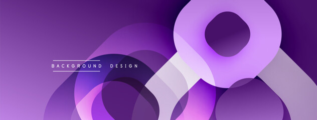 Poster - Purple abstract layers create dynamic background. Smooth shapes overlap, forming modern design. Gradient hues add depth, visual interest.