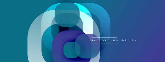 Poster - Abstract layers create dynamic visual effect. Blue tones dominate composition, offering modern aesthetic. Minimalist design suits various applications.