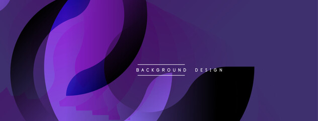 Poster - Abstract purple layers create dynamic background. Modern design features flowing shapes, gradients, text elements. Smooth transitions offer visual appeal.