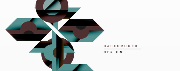 Poster - Abstract geometric shapes overlap, creating dynamic composition. Maroon, teal, white colors dominate design. Modern aesthetic, suitable background or graphic element.