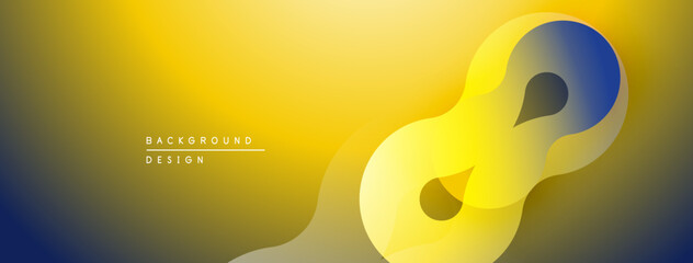 Poster - Abstract yellow, blue gradient design. Overlapping layers create flowing shape, modern aesthetic. Minimalist background suitable for presentations.