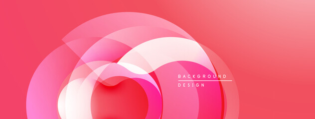 Poster - Abstract pink design features overlapping translucent circles. Gradient shades create dynamic visual effect. Modern, minimalist composition.