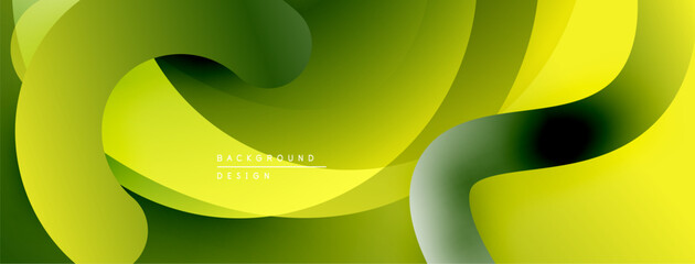 Poster - Abstract fluid shapes, vibrant green hues, modern design. Smooth gradients create dynamic composition, soft lighting effect.