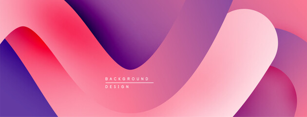 Aufkleber - Abstract fluid shapes, vibrant pinks, purples create modern background. Smooth gradients, layered design offers visual appeal.