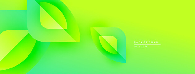 Fototapete - Abstract green background. Layered leaf shapes create dynamic flow, smooth gradients suggest growth, freshness. Modern design element.