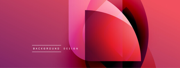 Poster - Abstract geometric shapes overlap, creating vibrant magenta, red gradients. Modern design element for backgrounds, banners, presentations.