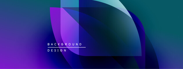 Poster - Abstract gradients overlap, creating dynamic visual effect. Blue, purple hues dominate composition. Text reads background design.