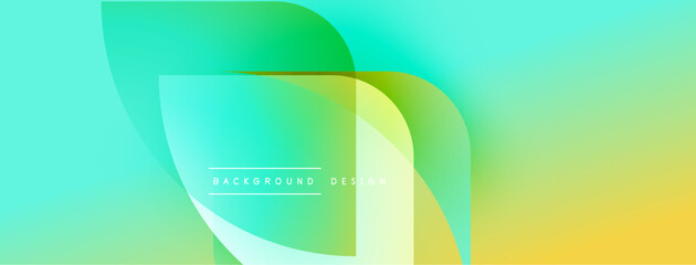 Poster - Abstract fluid shapes blend turquoise, green, yellow hues. Modern design features text background design within central form. Gradient colors create dynamic visual effect.