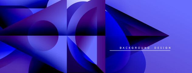 Aufkleber - Abstract blue design features geometric shapes, gradients, overlapping layers. Modern aesthetic suitable for backgrounds, presentations.