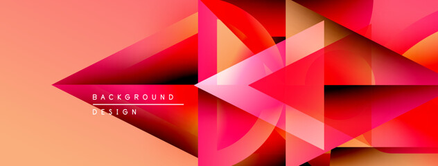 Poster - Abstract geometric shapes overlap, creating dynamic red, orange gradients. Modern design element for backgrounds, presentations.