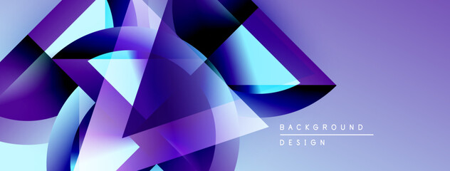 Aufkleber - Abstract geometric shapes, purple hues, dynamic composition. Modern design element, gradient effect, smooth transitions. Background texture, visual impact.