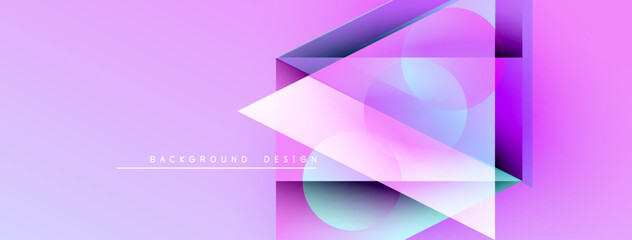 Aufkleber - Abstract geometric shapes overlap, creating vibrant purple, pink hues. Modern design features smooth gradients, dynamic composition.