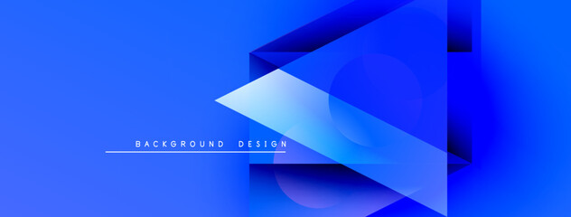 Aufkleber - Abstract blue design features geometric shapes, gradients, circle, square. Text reads background design. Modern, vibrant aesthetic.