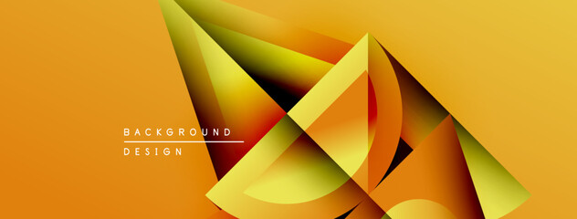 Aufkleber - Abstract geometric shapes overlap, creating dynamic visual effect. Warm yellow, orange hues dominate composition. Modern design element.
