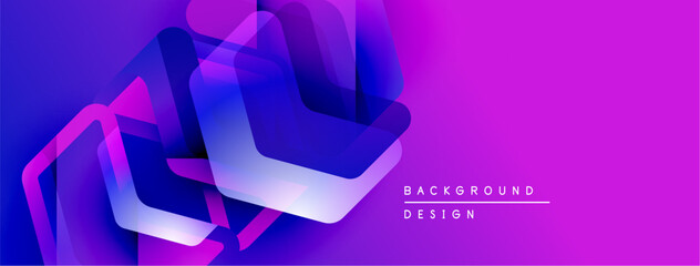 Poster - Abstract geometric shapes overlap, creating vibrant purple, blue gradients. Modern design suggests technology, innovation, energy.