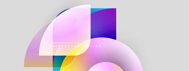 Poster - Abstract shapes overlap, creating vibrant color gradients. Modern design, smooth transitions, light background. Minimalist aesthetic, dynamic composition.