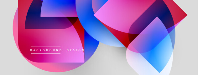 Poster - Abstract colorful shapes overlap. Gradient hues blend, creating dynamic visual effect. Modern design element for backgrounds, banners.