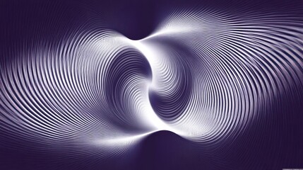 Poster - Abstract Dark Purple White Wavy Pattern with Light Lines Technical Digital Artwork