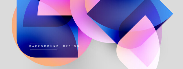 Poster - Abstract shapes overlap, creating vibrant color gradients. Modern design features smooth transitions, soft hues, dynamic composition.