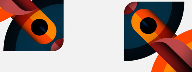 Poster - Abstract shapes, orange, teal, dark hues create dynamic composition. Minimalist design, modern aesthetic, geometric forms present visual interest.