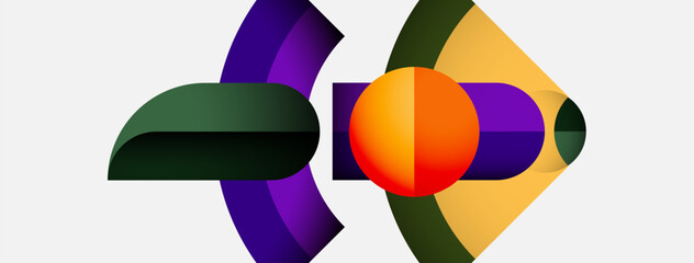 Poster - Abstract shapes overlap, creating vibrant color gradients. Composition features curves, angles, smooth transitions. Modern design, minimalist aesthetic.