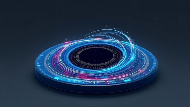 Abstract Swirling Data Visualization Futuristic Technology and Art Fusion